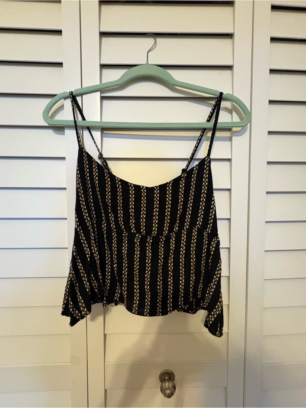 Billabong Black and Cream Striped Spaghetti-Cami